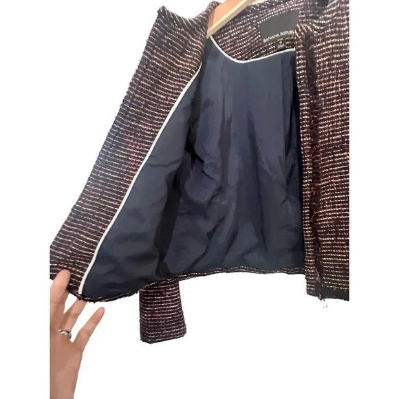 Banana Republic Women's Raw Edge Trim Tweed Short Blazer Size 4 - Picture 6 of 9